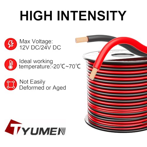 100FT 14 2 Gauge Red Black Cable Hookup Electrical Wire LED Strips Extension Wire 12V (100 Foot)