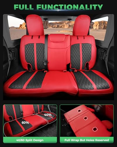 for Jeep Wrangler Leather Custom Car Seat Covers Full Set 4 Door