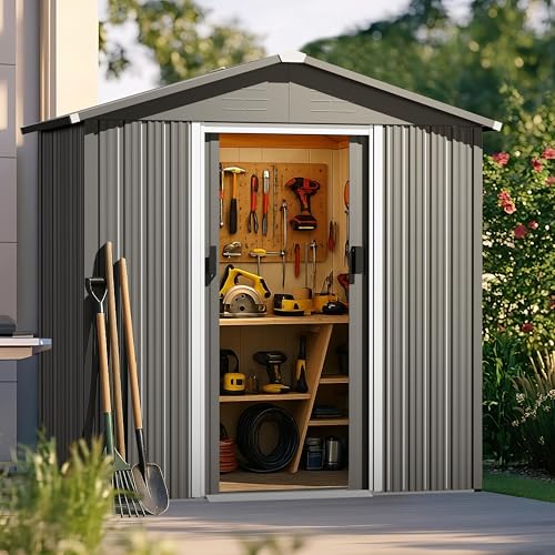 6 x 4 FT Outdoor Storage Shed with Sliding Doors