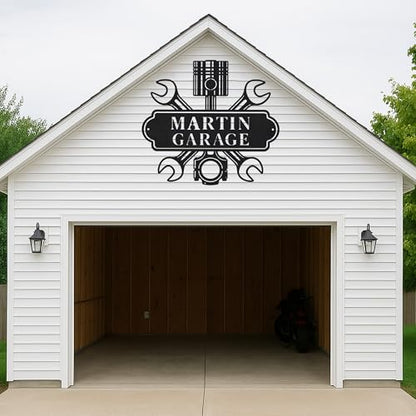 Custom Garage Workshop Metal Sign Personalized Tool Name Wall Art for Car Truck Mechanic Shop Decor Durable Steel Sign for Dad Husband Men’s Auto Workspace or Fence