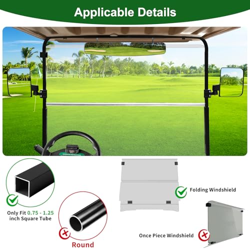 Golf Cart Mirrors Kit for EZGO Club Car Yamaha