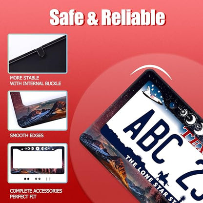 Moon Phase License Plate Frame Stainless Steel Starry Sky License Holder