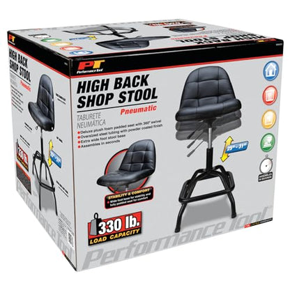 W85031 Pneumatic High Back Adjustable Swivel Bar Stool with Back Support for Home