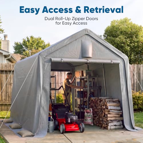 10x15FT Carport Shelter Large Storage Shed with Roll