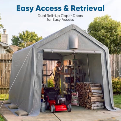 10x15FT Carport Shelter Large Storage Shed with Roll