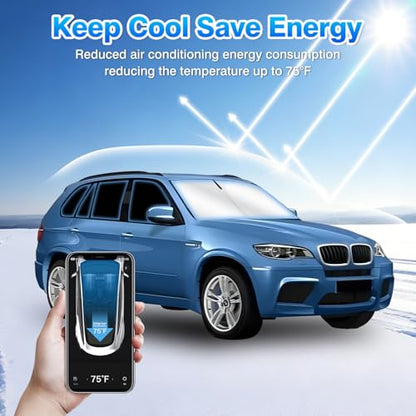 Windshield Sun Shade for BMW X5 2013 2014 2015 2016 2017 2018 Car Window Shades Thicken UV Block and Blackout Privacy Foldable Sunshades 10PCS Accessories Keep Cool Sun Visor Covers (10 Count)