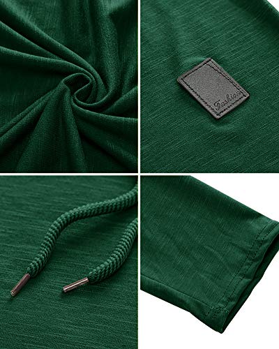 Mens Fashion Hoodies Sport Pullover Solid Color Shirt Workout Lightweight Tops Dark Green XX