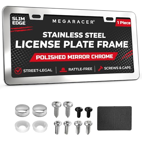 Polished Mirror Chrome Silver License Plate Frame