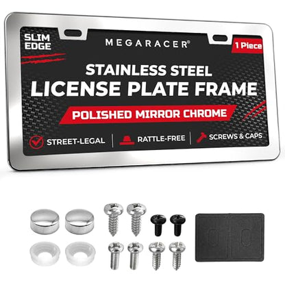 Polished Mirror Chrome Silver License Plate Frame