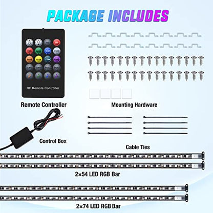 4PCS RGB LED Underglow Lights Strip with APP & Remote Control