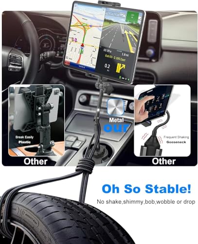 Heavy Duty Cup Holder Tablet Mount wiht Adjustment Metal Arm