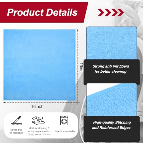200 Pcs Microfiber Cleaning Cloth 16x16 Inch Microfiber Towels for Car Ultra Absorbent Cleaning Rags Reusable Lint Free Streak Free Detailing Towel for Car Washing Drying Dusting (200 Count)