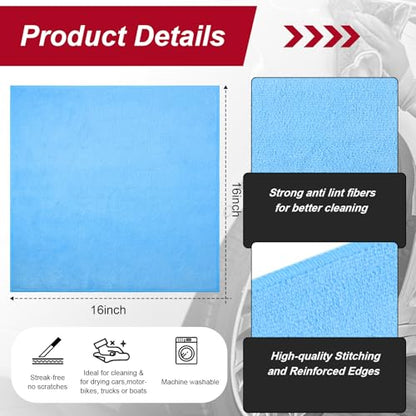 200 Pcs Microfiber Cleaning Cloth 16x16 Inch Microfiber Towels for Car Ultra Absorbent Cleaning Rags Reusable Lint Free Streak Free Detailing Towel for Car Washing Drying Dusting (200 Count)