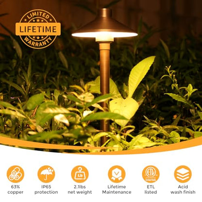 Solid Brass Low Voltage Landscape Pathway Lights (12 Count)