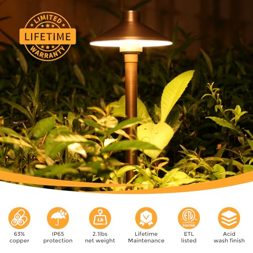 Solid Brass Low Voltage Landscape Pathway Lights (4 Count)