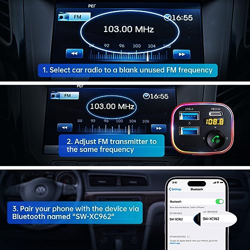 Bluetooth 5.4 FM Transmitter Car Adapter 48W