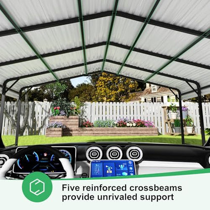 20x20 FT Metal Carport Canopy with Reinforced Base
