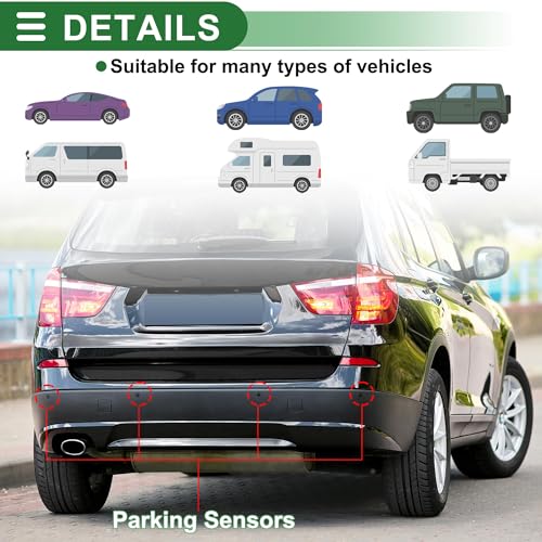 Auto Vehicle Reverse Backup Radar System Reverse Parking Sensors Sound Warning Alarm Buzzer Reminder Distance Detection Black 8 Parking Sensors