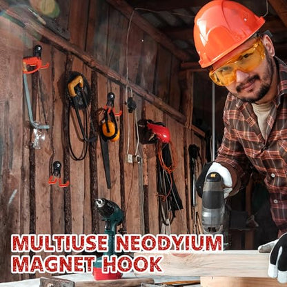 22 Pcs Large Magnetic Hooks Heavy Duty Garage Magnet Hooks Strong Storage Utility Magnetic Hangers with Anti Slip Rubber Coating for Indoor and Outdoor Hanging (22 Count)