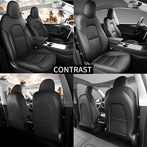for Tesla Model Y Seat Covers Custom Fit Leather Seat Cover Black