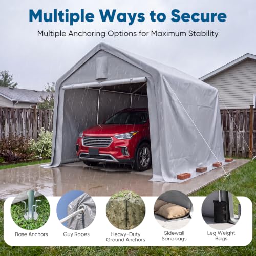 10x15FT Carport Shelter Large Storage Shed with Roll