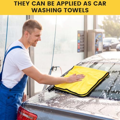 18 Pcs 16"x24" Yellow Microfiber Towels for Cars Drying Polishing (18 Count)