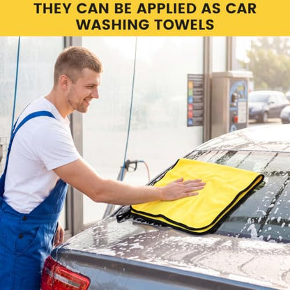 18 Pcs 16"x24" Yellow Microfiber Towels for Cars Drying Polishing (18 Count)