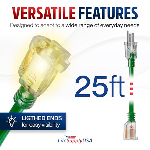 25ft Outdoor Indoor Extension Cord 14