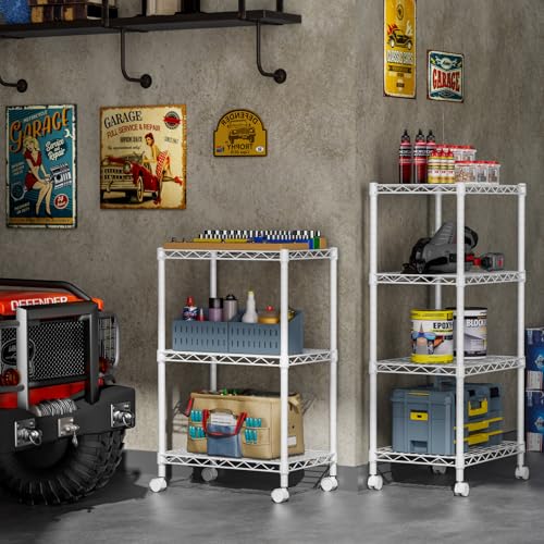 3 Small Wire Shelves Kitchen Pantry Close Home Organizers and Storage Bathroom Shelf Laundry Room Organization Adjustable Book Metal Garage Shelving Unit