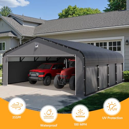 20x20 Metal Carport with Removable Sidewalls