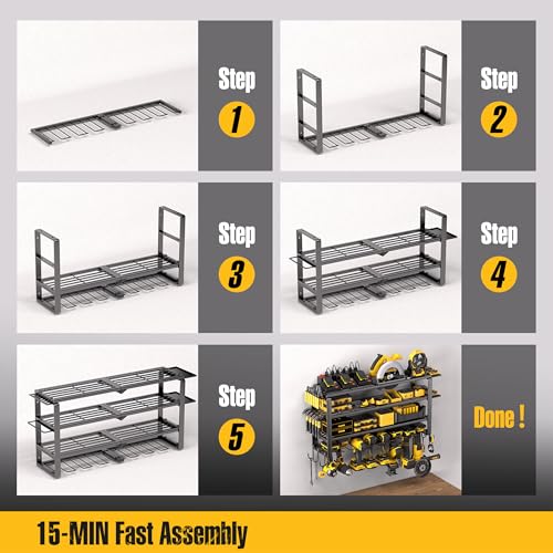 420LB Capacity Power Tool Organizer with Charging Station & 6 Outlets