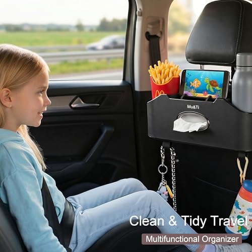 Back Seat Car Organizer with Cup Holders Tissue Box