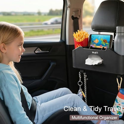 Back Seat Car Organizer with Cup Holders Tissue Box