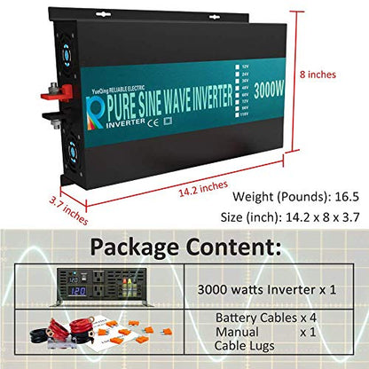 3000W 12V Pure Sine Wave Solar Power Inverter DC AC Converter