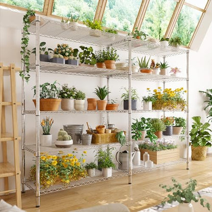 58" W Storage Shelves Wire Shelving 1400LB Metal Shelves for 5 Tier Shelving Unit with Shelf Adjustable Garage Shelving Rack for Pantry Kitchen Garage