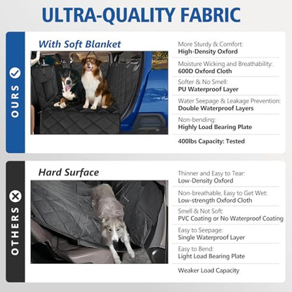 XL Hard Bottom Dog Back Seat Cover for Crew Cab Trucks with Blanket