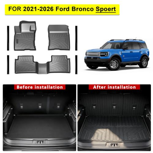 Ford Bronco Floor Mats & Cargo Liner with Backrest Protectors Custom Fit for 2021