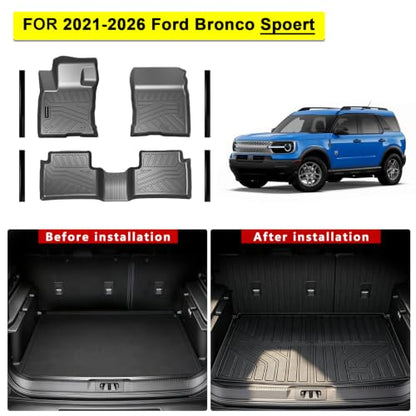 Ford Bronco Floor Mats & Cargo Liner with Backrest Protectors Custom Fit for 2021