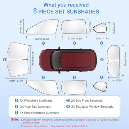8pcs Car Window Shades for Nissan Rogue 2021 (8 Count)