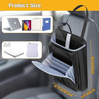 Car Front Seat Organizer with Accordion File Pocket