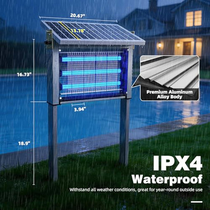 Powerful Big Solar Bug Zapper Outdoor for 10000 sq.ft with 30W Solar Panel