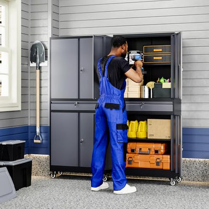 Metal Garage Storage Cabinet with Locking Doors and Adjustable Shelves