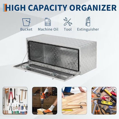 Heavy Duty Aluminum Diamond Plate Tool Box Chest Box Pick Up Truck Bed RV Trailer Toolbox Storage Lockable Organizer with Lock Keys