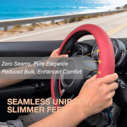 Large Size Nappa Leather Steering Wheel Cover 15.75 in