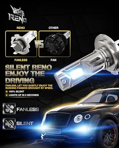 H7 Bulb H7 Fog Light 6500K White Fanless In Line Auxiliary Fog Bulbs Plug and Play (2 Count)