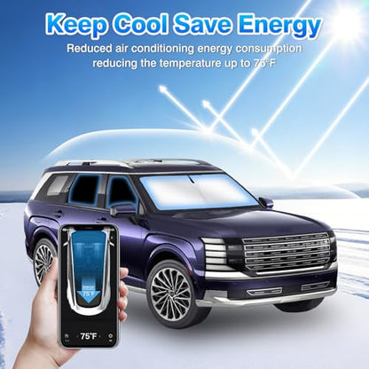 Windshield Sun Shade for Hyundai Palisade LX3 2026 Car Window Shades Thicken UV Block and Blackout Privacy Foldable Sunshades 8PCS Accessories Keep Cool Sun Visor Covers (8 Count)