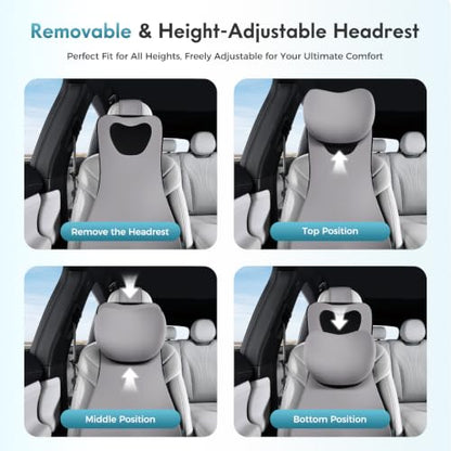 Memory Foam Car Seat Cushion and Lumbar Support Headrest Pillow