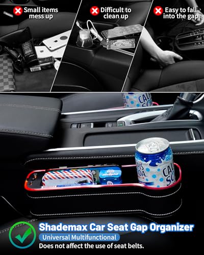 LED Car Seat Gap Filler Organizer Console Side Storage Box Between Seats with Cup Holders RGB Color Changing Storage Front Seat Gap Filler with USB Charging Car Interior Accessories (2 Count)