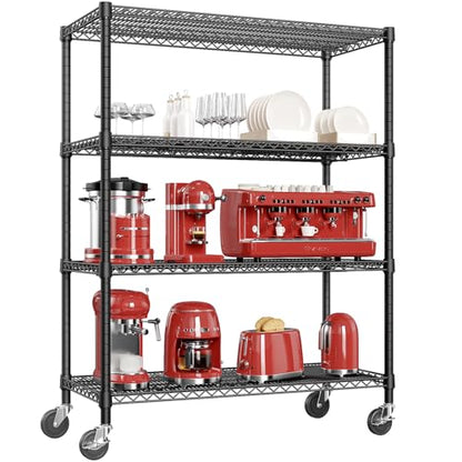 Garage Shelving Wide Storage Shelves 4 Tier Metal Shelves 3200 LBS Heavy Duty Adjustable Utility Shelf Rack Black 23.6" D x 53.1" W x 73.6" H (4 Count)