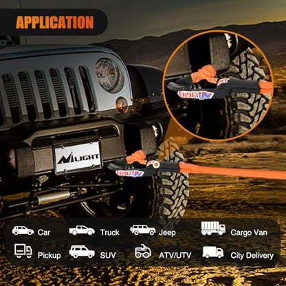 Kinetic Recovery Rope Kit with Soft Shackle Towing Strap